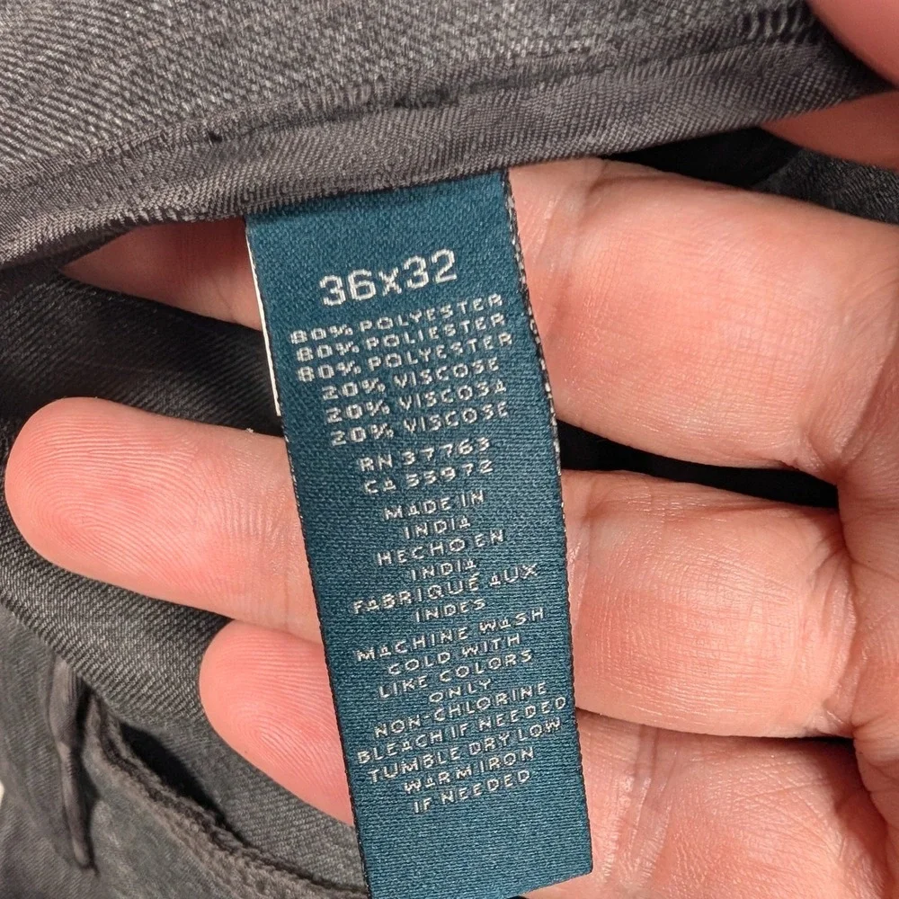 Perry Ellis Dress Pants Men 36x32 Charcoal Grey Heathered Flat Front Trousers - Picture 3 of 10